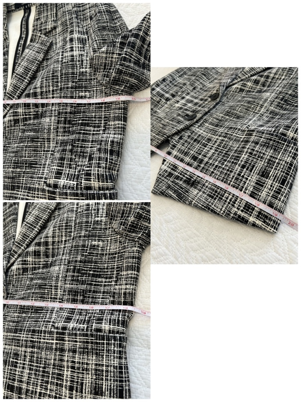 Like New Amanda+Chelsea Black and Off White Ponte Cropped Blazer Size 12 - Picture 12 of 15